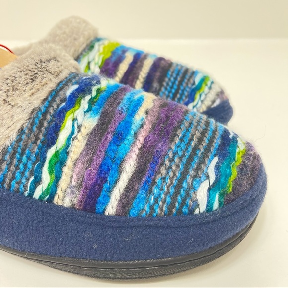 Womens Dearfoams slippers sz 7-8 memory foam purple blue knit - Picture 3 of 8